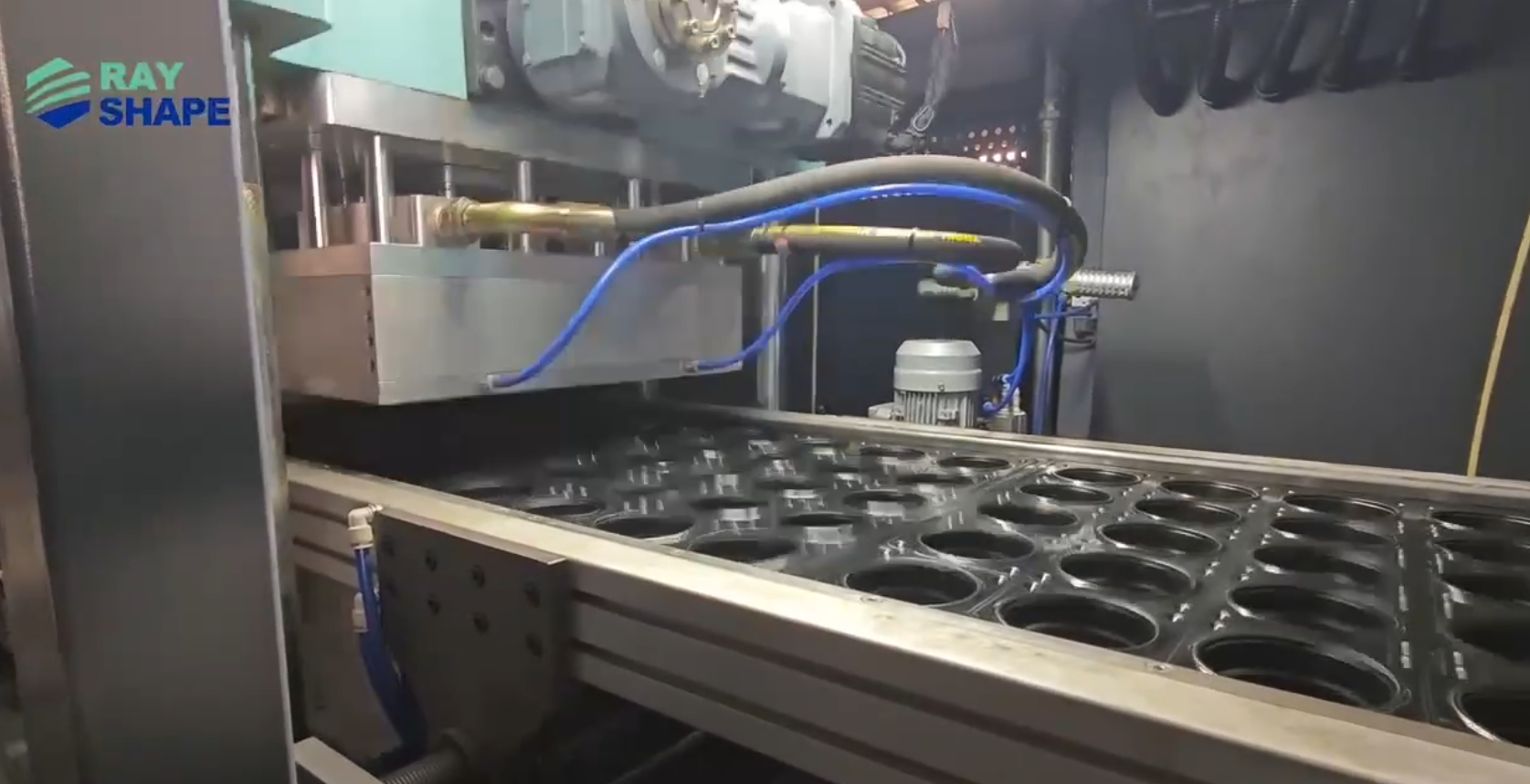 Testing flower pot mould on four station plastic theremoforming machine  model 650 450